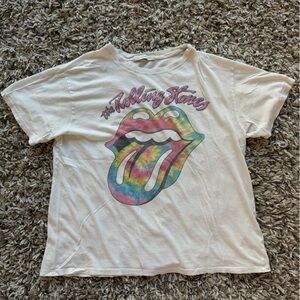 Daydreamer Vintage White Rolling Stones Tie-Dye Tongue Graphic Tee
